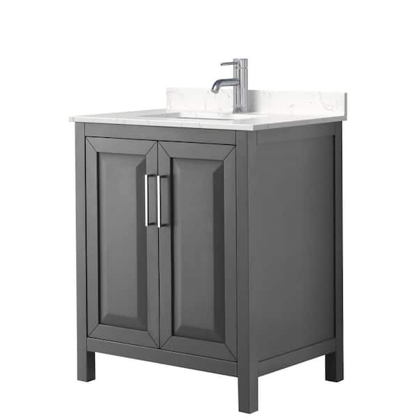 Wyndham Collection Daria 30 in. W x 22 in. D x 35.75 in. H Single Bath Vanity in Dark Gray with Carrara Cultured Marble Top