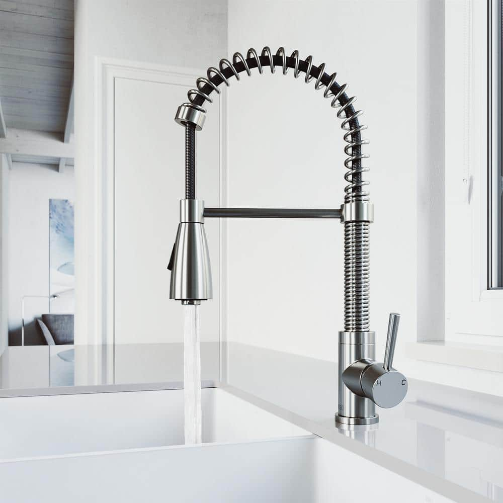 VIGO Brant Single Handle Pull-Down Sprayer Kitchen Faucet in Stainless ...