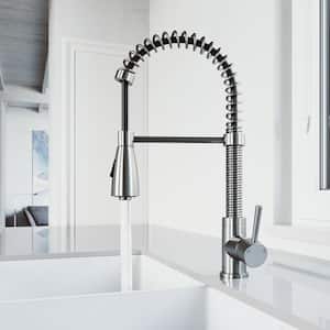 Brant Single Handle Pull-Down Sprayer Kitchen Faucet in Stainless Steel