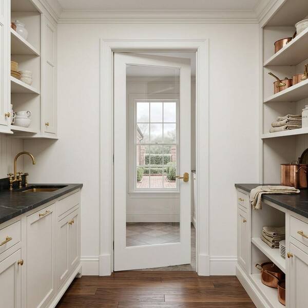 Krosswood Doors 24 in. x 80 in. 1-Lite Clear Solid Hybrid Core MDF 