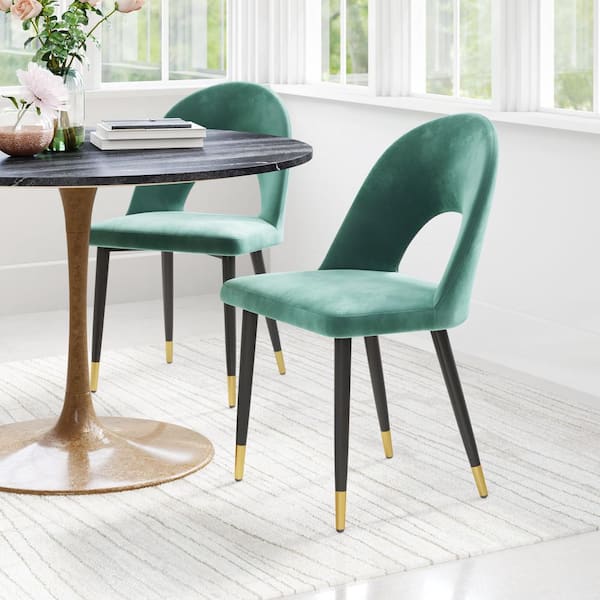 ZUO Menlo Green Velvet Dining Chair Set - (Set of 2) 109875 - The Home Depot