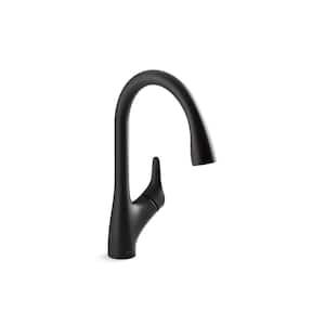 Rival Single Handle Pull Down Sprayer Kitchen Faucet in Matte Black