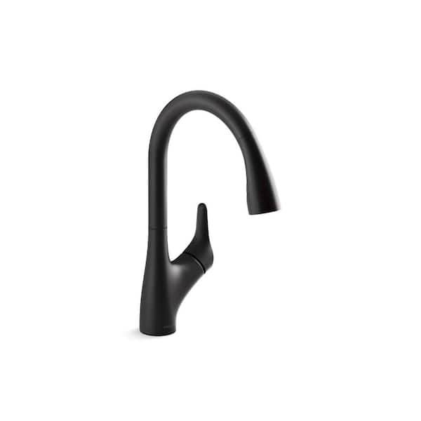 KOHLER Rival Single Handle Pull Down Sprayer Kitchen Faucet in Matte Black
