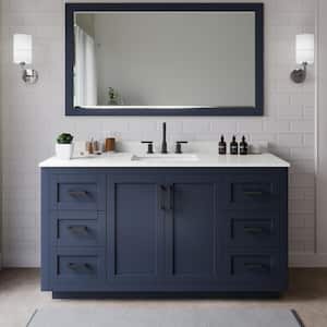 Miranda 66 in. W x 22 in. D x 33.75 in. H Single Bath Vanity in Dark Blue with White Quartz Top