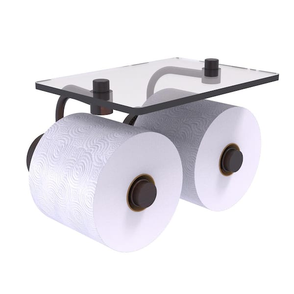 Allied Brass Dottingham Collection Wall Mounted Toilet Paper Holder in Venetian Bronze with Glass Shelf