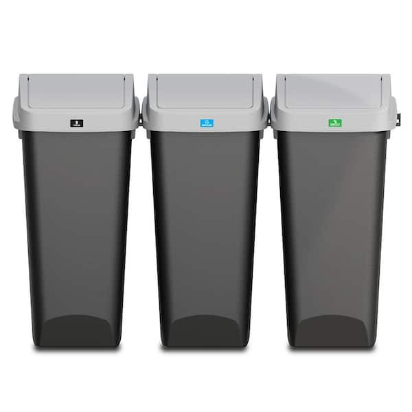 12 Gal. Link and Sort Plastic Bin Recycling Center with Clorox Odor Protection, 3-pack