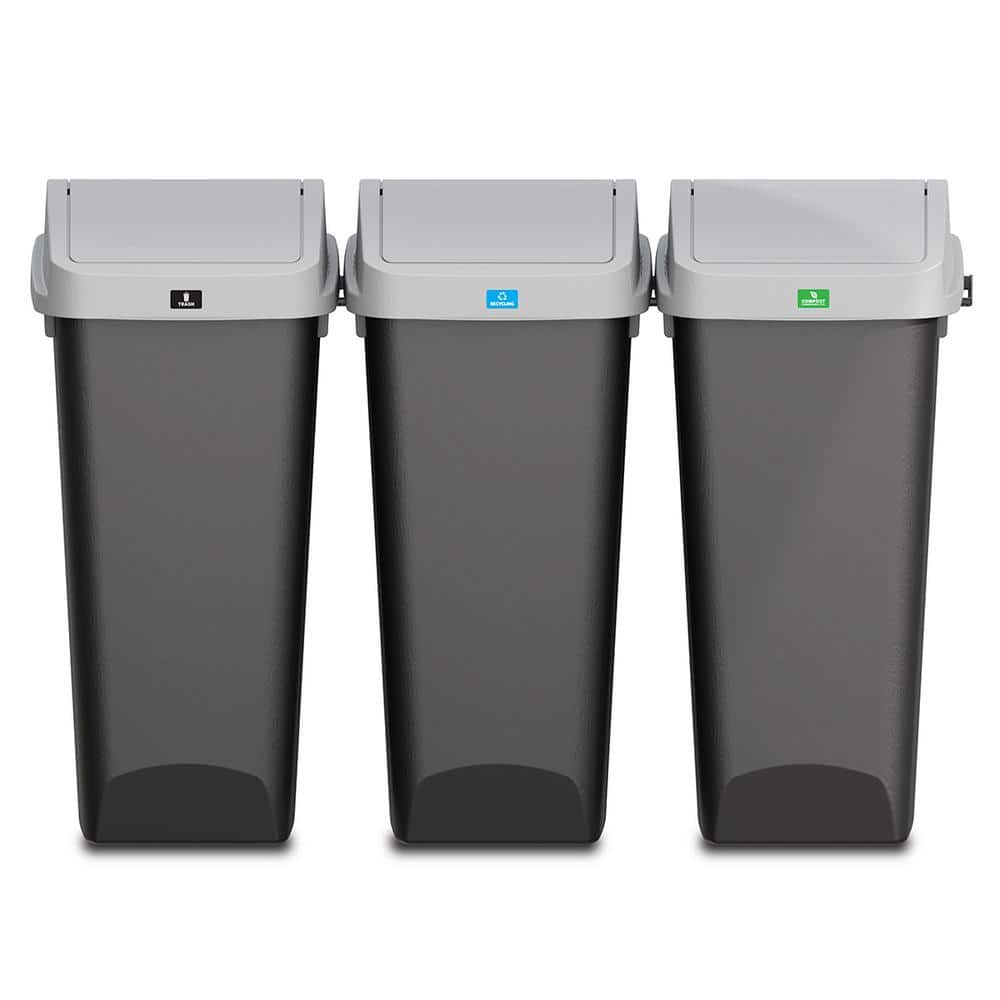 Glad 12 Gal. Link and Sort Plastic Bin Recycling Center with Clorox Odor Protection, 3-pack
