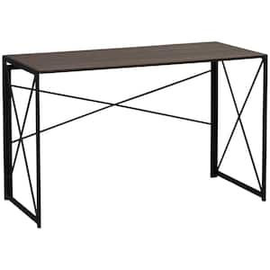 47.25 in. W Brown Folding Computer Desk Home Office Writing Desk with Metal Frame