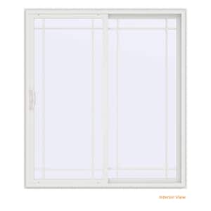 72 in. x 80 in. V-4500 Contemporary White Vinyl Right-Hand 9 Lite Sliding Patio Door