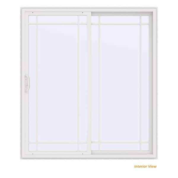 72 in. x 80 in. V-4500 Contemporary White Vinyl Right-Hand 9 Lite Sliding Patio Door