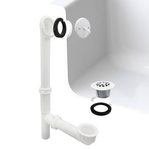 Westbrass Trip Lever White Poly Adjustable Bath Waste, Powder Coat White
