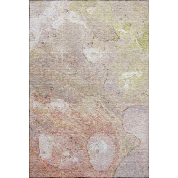 Mayfield Premium Machine Washable Abstract AMF1941 Salmon 8 ft. x 10 ft. Area Rug