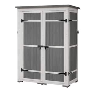 4.1 ft. W x 1.7 ft. D Outdoor Storage Wood Shed with Waterproof Asphalt Roof, 4 Lockable Doors 6.61 sq. ft., Gray