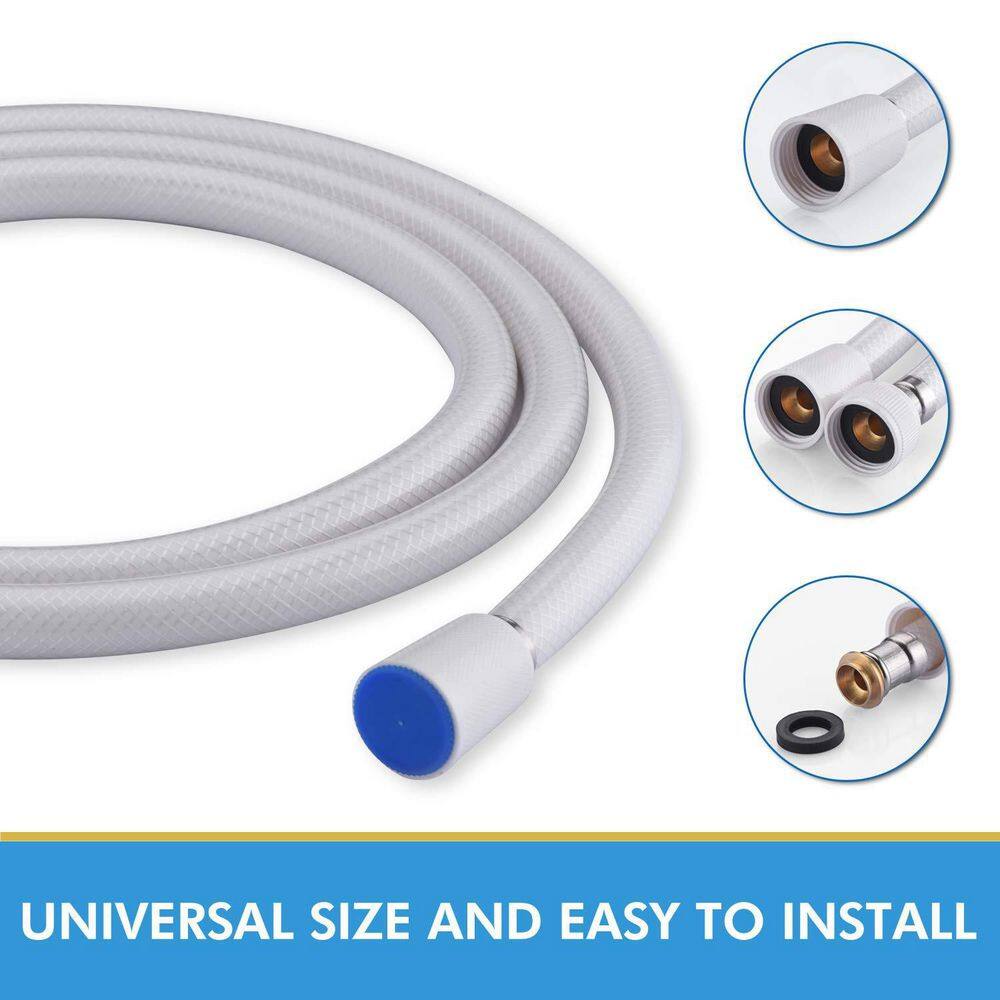 Extra Long White PVC Anti-Kink Shower Hose with Brass Core