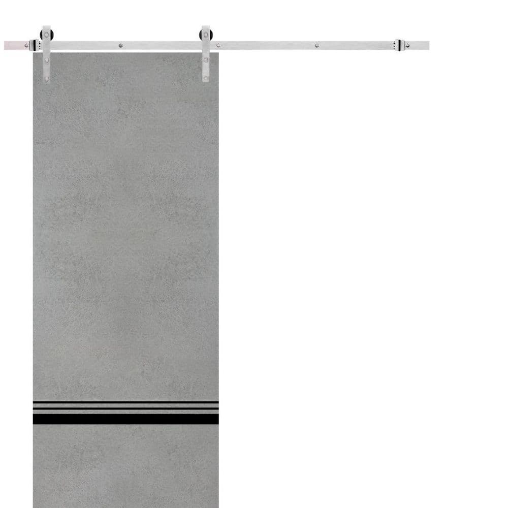 Assembly Required 28 in. x 84 in. 1-Panel Concrete Solid Wood with Honeycomb Sliding Barn Door with Hardware Kit price history on PriceWatchPro