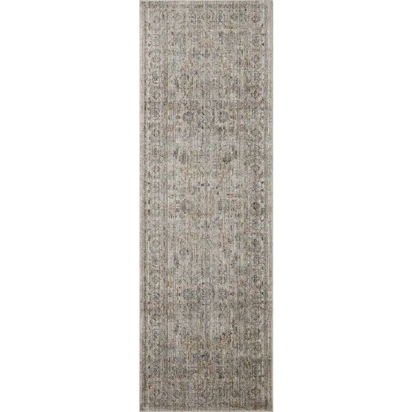 Jean Stoffer Katherine Beige / Mist 2 ft. 7 in. x 16 ft. Traditional Runner Rug