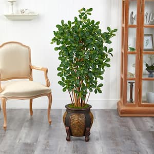 Nearly Natural Indoor 59 in. Variegated Ficus Artificial Tree in Decorative  Planter 9388 - The Home Depot