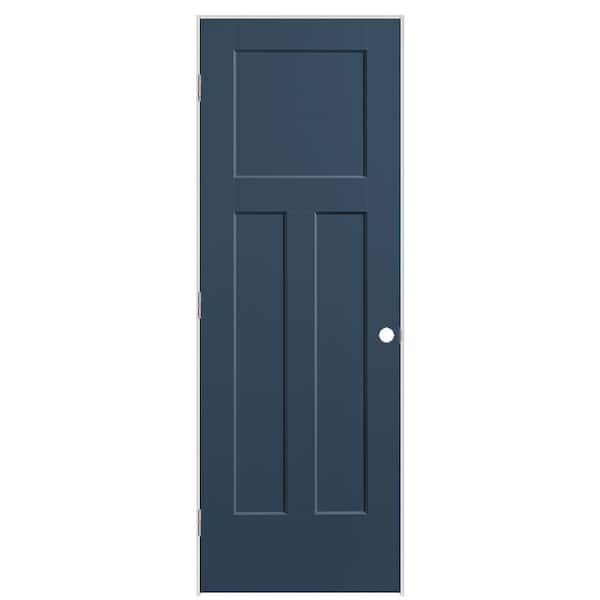 Masonite 28 in. x 80 in. 3-Panel Winslow Right-Hand Hollow Core Night Tide Molded Composite Single Prehung Interior Door