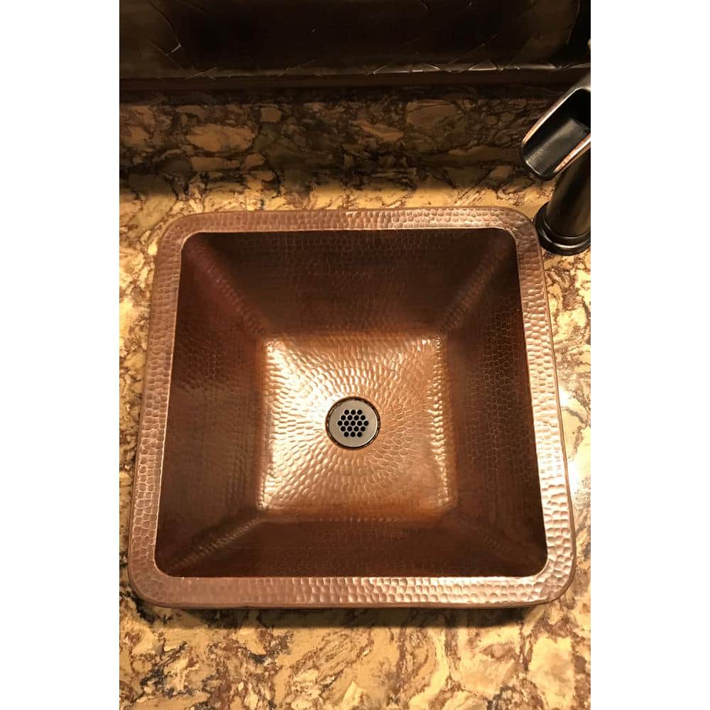 18" Square Hammered Copper Vessel Sink