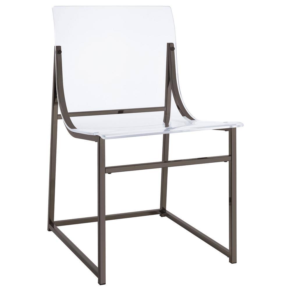 Adino Clear Acrylic and Black Nickel Side Chairs Set of 2