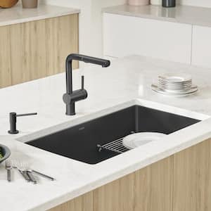 PRECIS Undermount Granite Composite 32 in. Single Bowl Kitchen Sink in Anthracite