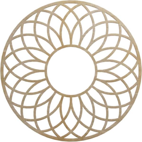 Ekena Millwork 30 in. x 30 in. x 1/4 in. Cannes Wood Fretwork Pierced Ceiling Medallion, Hickory