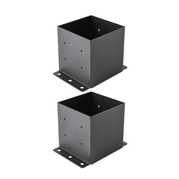 MOEPISY 2 Pack 6 x 6 Post Base Black Powder-Coated Steel Fence