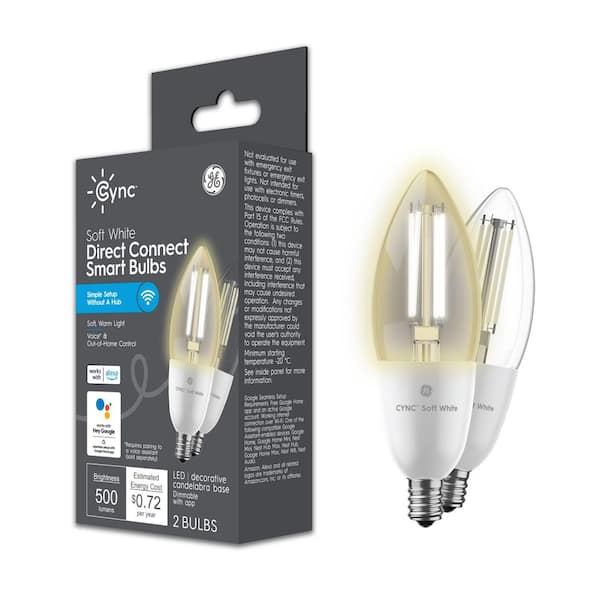 Cync 60-Watt EQ B11 Soft White Deco Candelabra Base BC Smart Bulbs (2-Pack)
