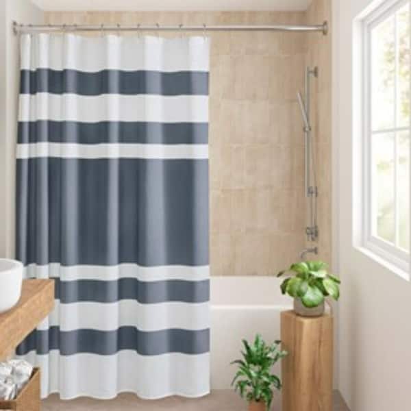 72 in. W x 78 in. L Polyester Shower Curtain, Modern Waterproof Shower Curtain in Dark Blue Machine Washable