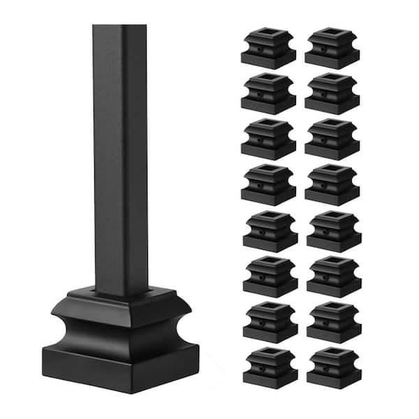 1 in. H x 1 in. W Satin Black Aluminum Stair Railing Kit for 1/2 in. Square Baluster Shoes with Stylish Design