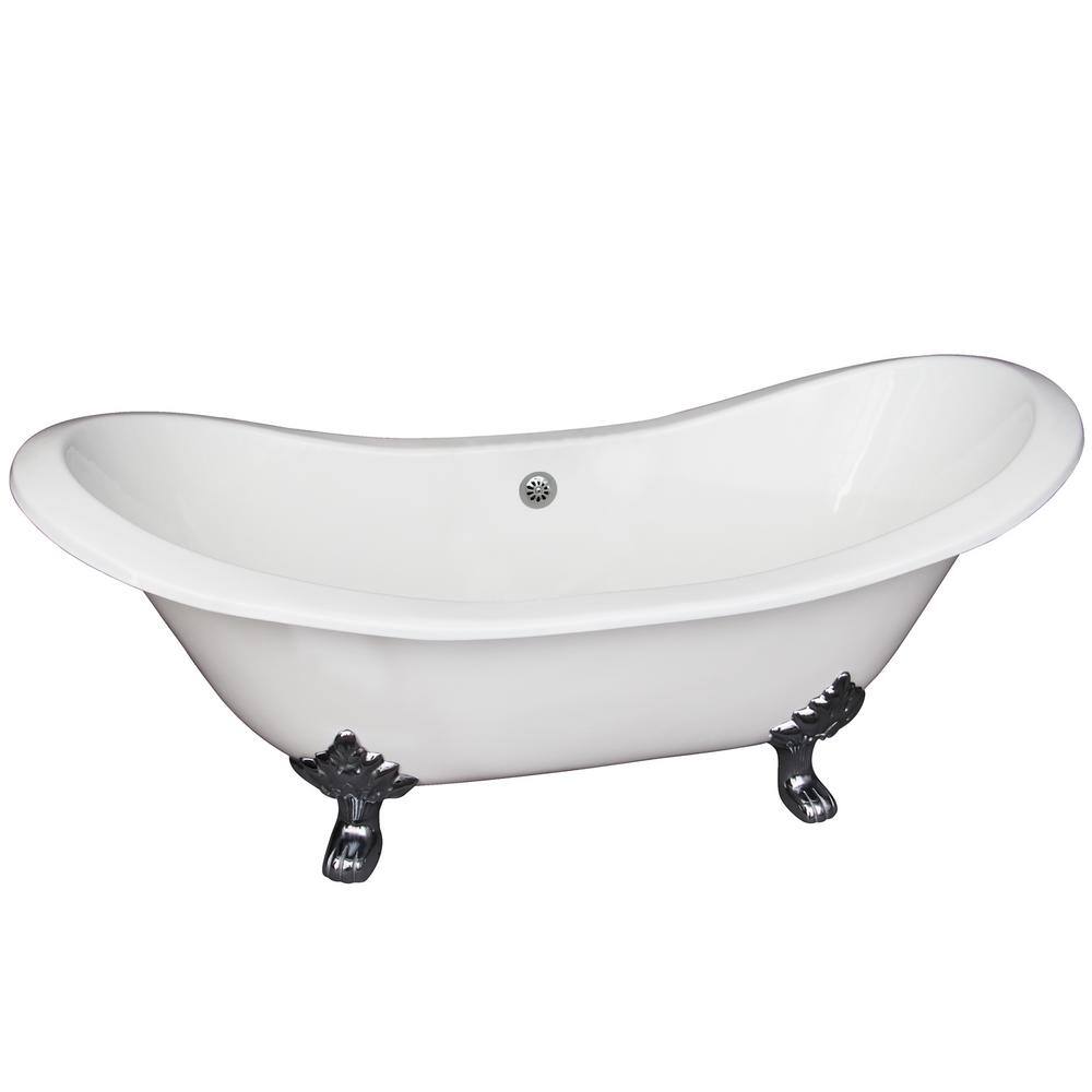 Macon 61'' White Cast Iron Clawfoot Soaking Bathtub