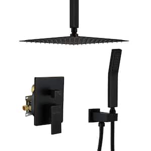 1-Spray Patterns with 2.5 GPM 12 in. Ceiling Mount Dual Shower Heads with Pressure Balance Valve in Oil Rubbed Bronze