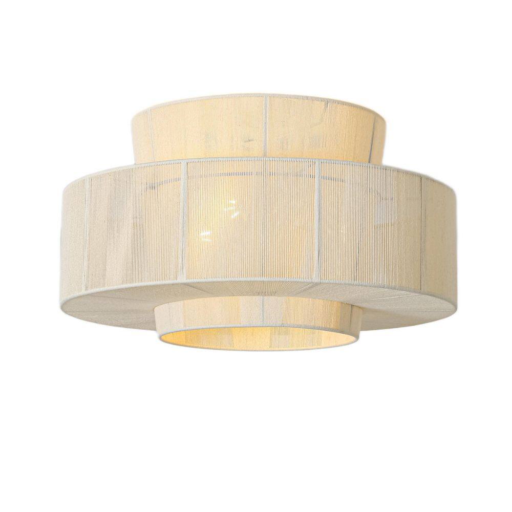 Ellington 3-Light Modern Lantern Double Layer Matte White Cotton String Drum Flush Mount Ceiling Light for Foyer price history on PriceWatchPro