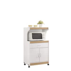 White Microwave Cart with Storage