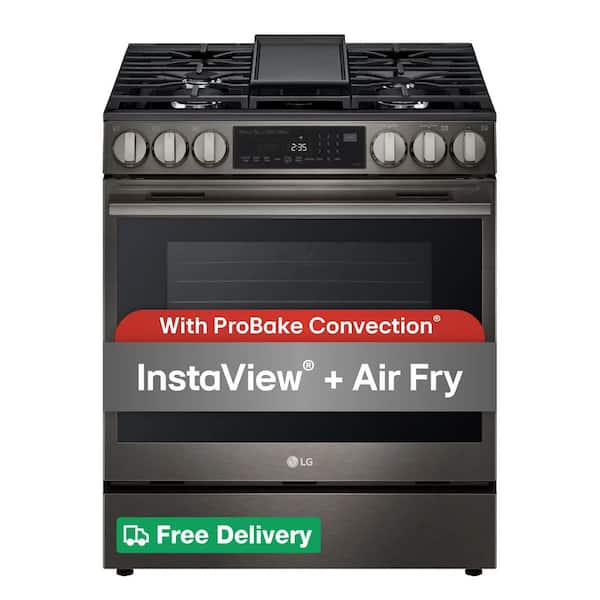 30 in. 5 Burners Slide in Gas Range in Black Stainless Steel with ProBake Convection