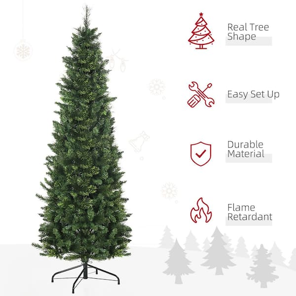 HOMCOM 6 Foot Artificial Christmas Tree, Pine Hinged Xmas Tree with 795  Realistic Branches, Steel Base, Auto Open, Green 