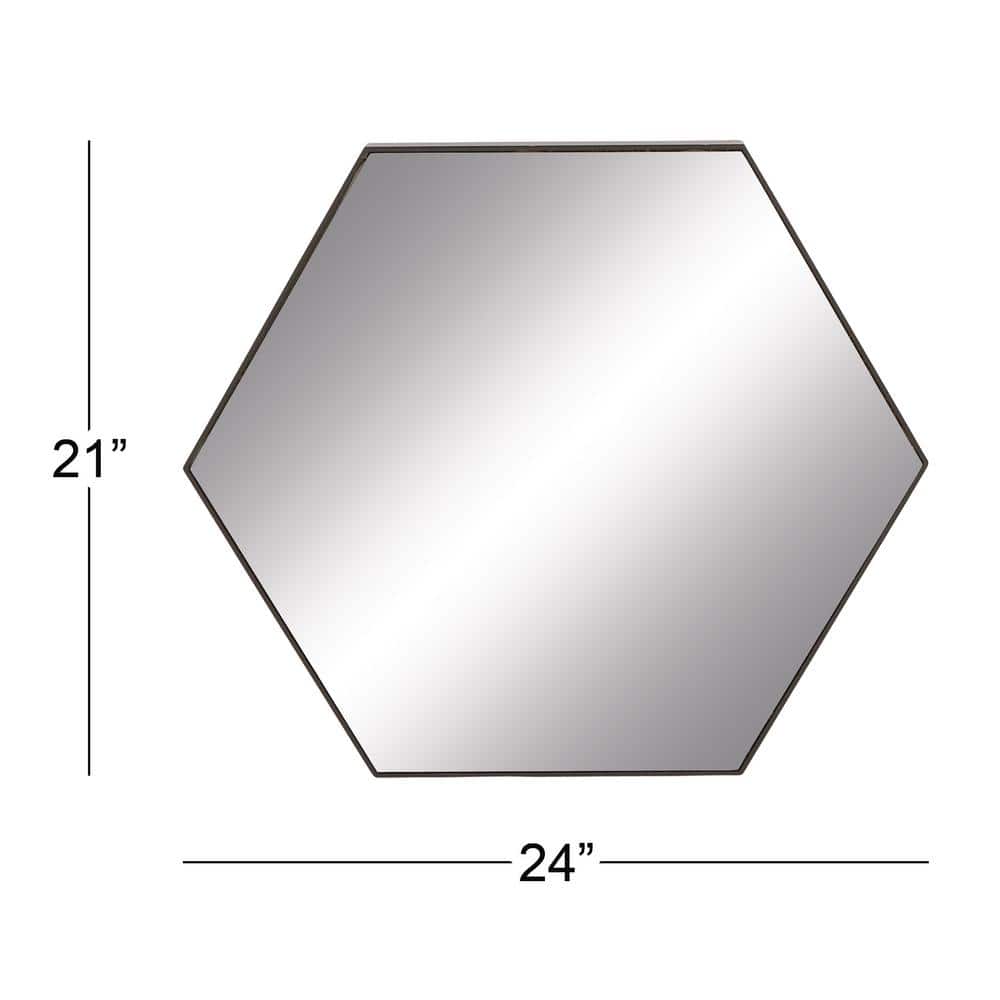 Hexagonal Black Wood Full Length Wall Mirror, 24" x 21"