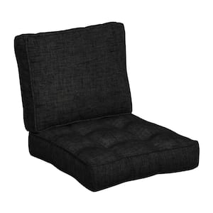 Plush Polyfill 24 in. x 24 in. 2-Piece Deep Seating Outdoor Lounge Chair Cushion in Black Leala