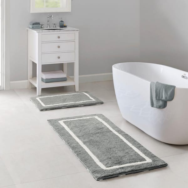 20x30 Clean Tufted Bath Rug White/Gray - Room Essentials™
