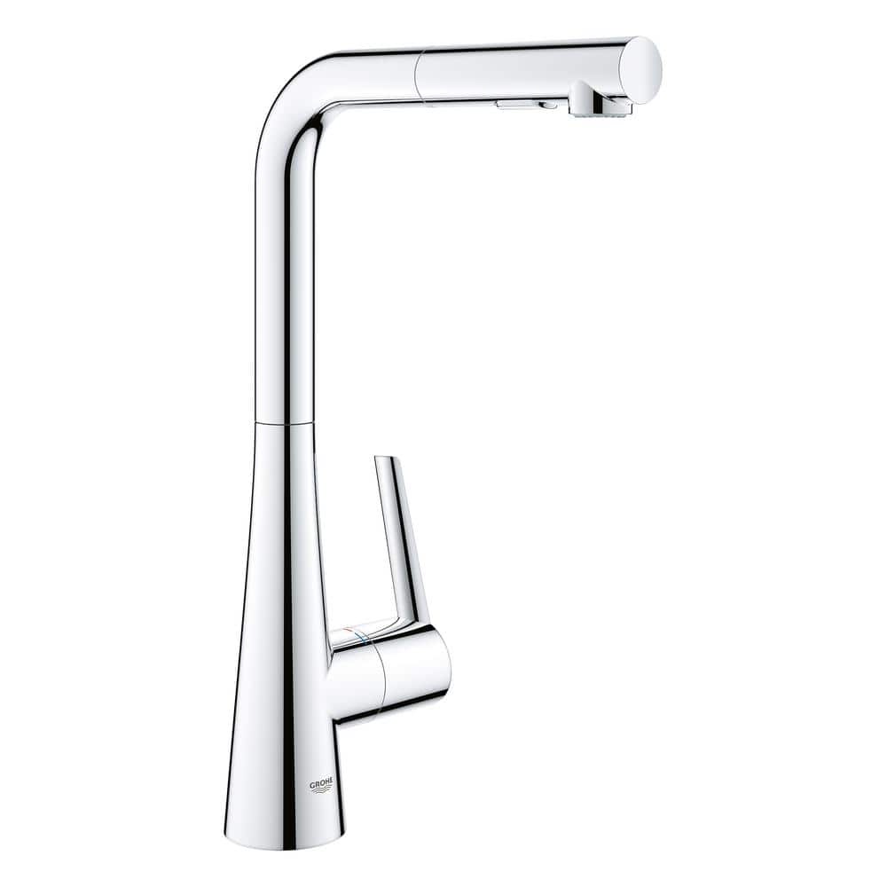 GROHE Zedra Single-Handle Pull-Out Sprayer Kitchen Faucet with Single Hole in StarLight Chrome -  33893002