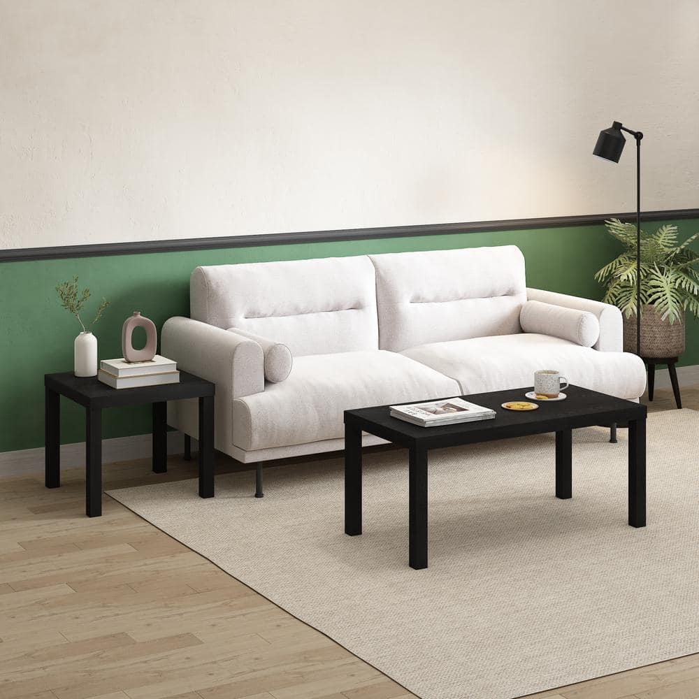 Furinno Black Composite Wood Square Side Table