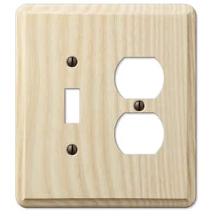 Contemporary 2 Gang 1-Toggle and 1-Duplex Wood Wall Plate - Unfinished Ash