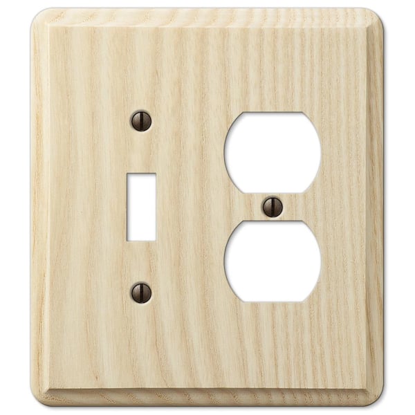 AMERELLE Contemporary 2 Gang 1-Toggle and 1-Duplex Wood Wall Plate - Unfinished Ash