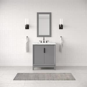 30 in. Single Sink Bath Vanity in Carrara White Marble Vanity Top in Cashmere Grey w/ F2-0012-03-TL Lavatory Faucet