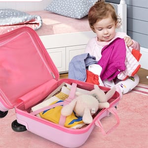 2-Pieces Kids Ride-on Luggage Set 18 in. Carry-on Suitcase and 12 in. Backpack Anti-Loss Rope
