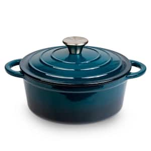 Durable 2.8 qt. Round Cast Iron Dutch Oven in Blue Ombre Enamel