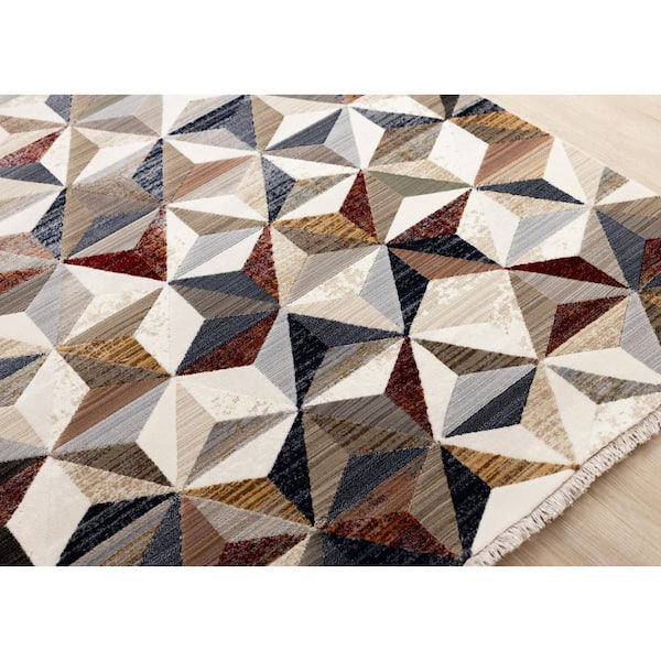 Jovira Collections 5 ft. x 8 ft. Beige Geometric Indoor Area Rug