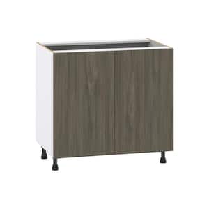 Medora 36 in. W x 34.5 in. H x 24 in. D Textured Slab Walnut Assembled Base Kitchen Cabinet with 3 Inner Drawers