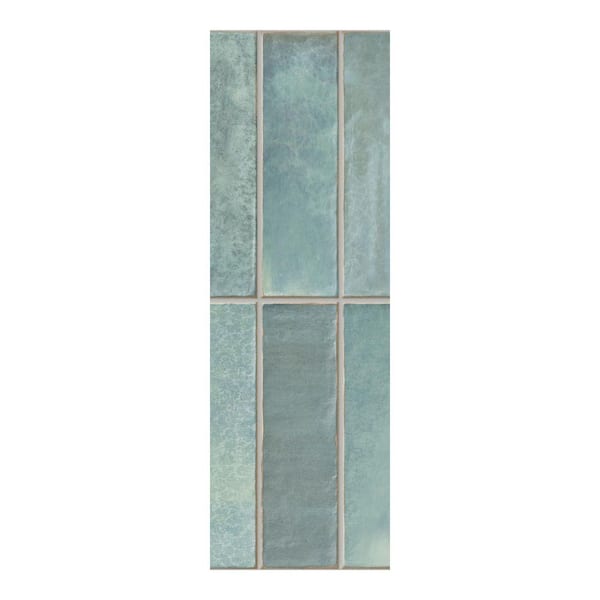 Spanish Artis Teal 4 in. x 12 in. Glazed Porcelain Wall Tile Sample
