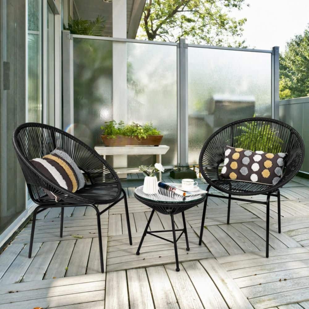 Kadehome 3-Piece Metal Outdoor Bistro Set KA-HW66981BK - The